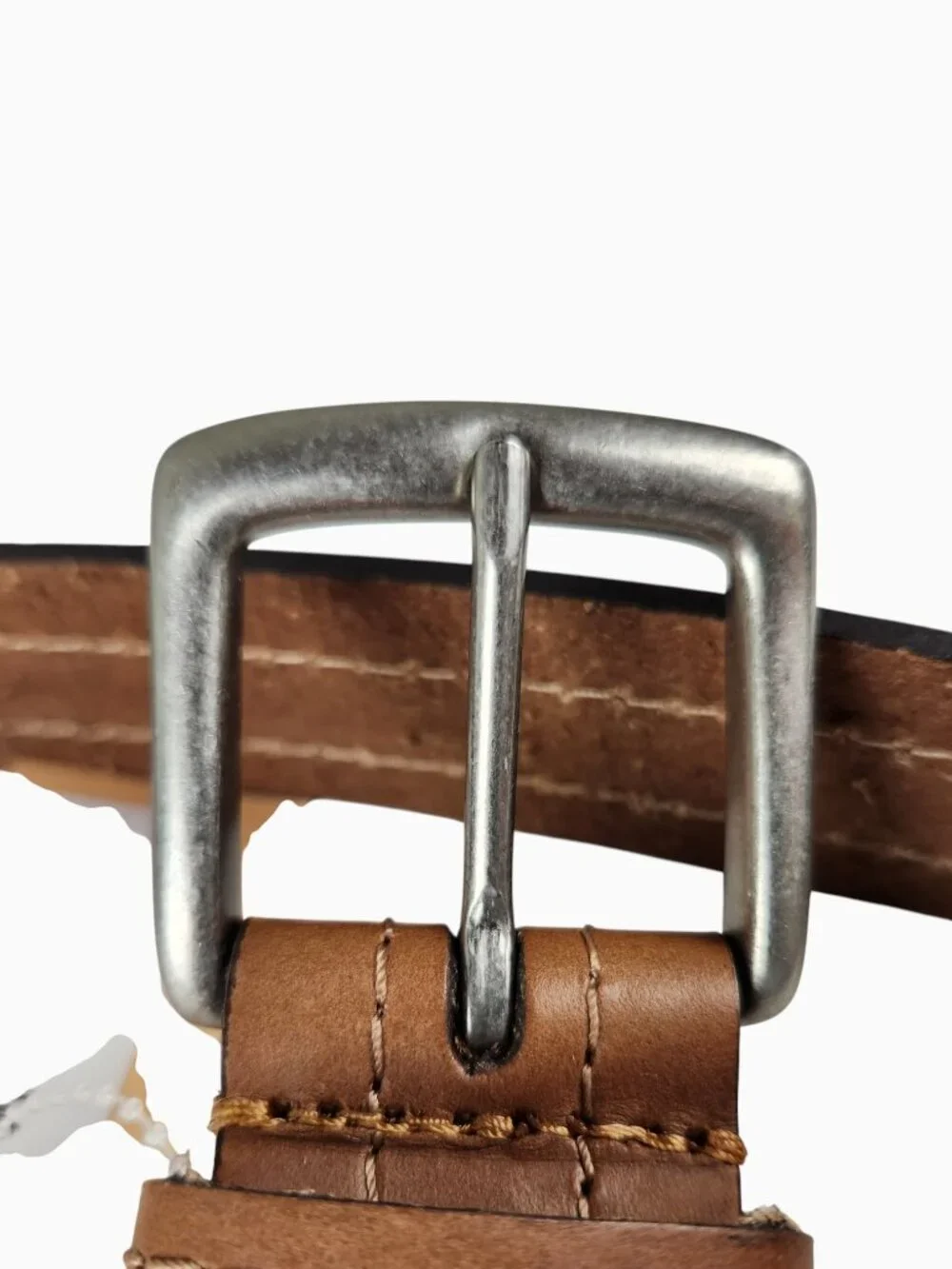 Montauk Leather Co. Brown Leather Belt Made in USA Silver Buckle Size 46 NWT